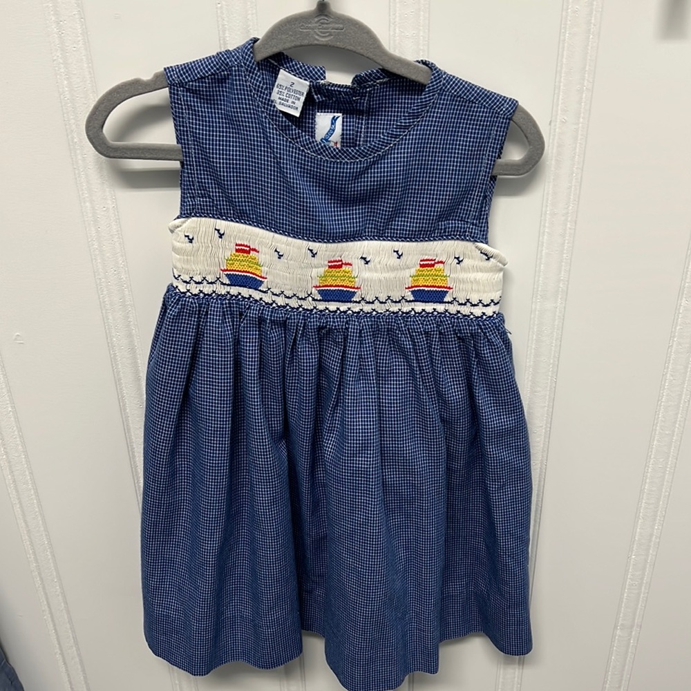 Smocked sailboat dress